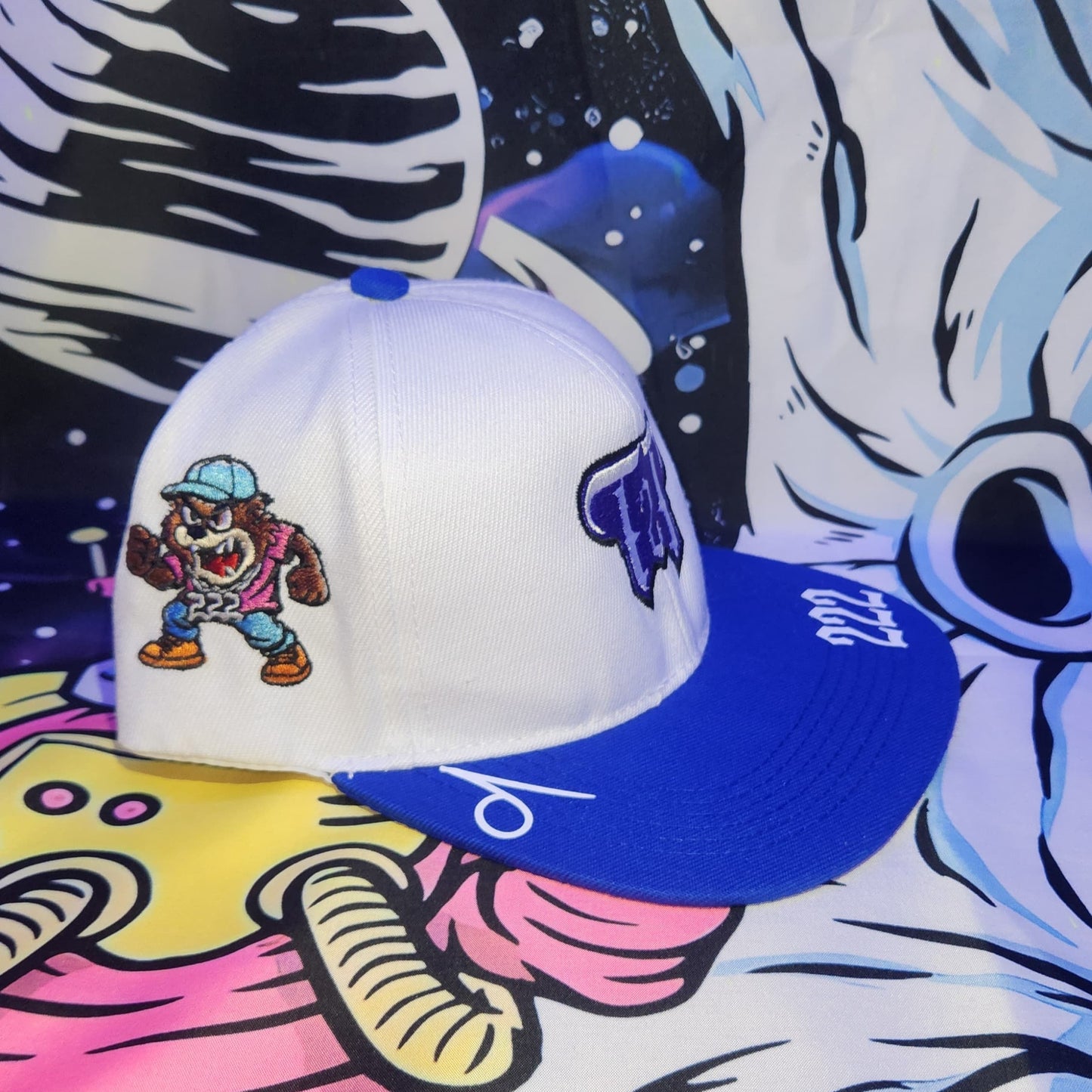 Gorra Plana Abierta 6 Paneles | BLESSBOY - SANDWICH BLANCA - AZUL