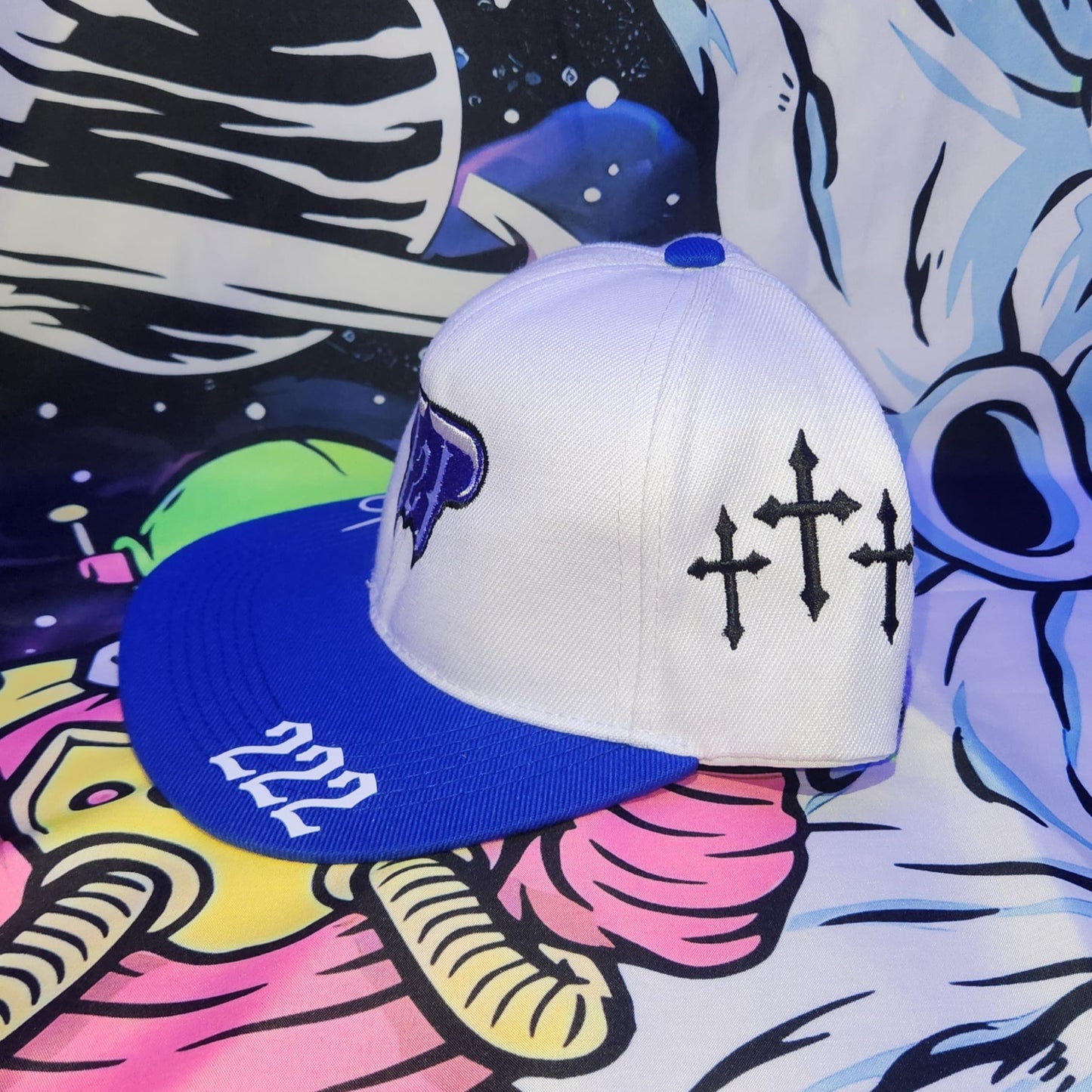 Gorra Plana Abierta 6 Paneles | BLESSBOY - SANDWICH BLANCA - AZUL