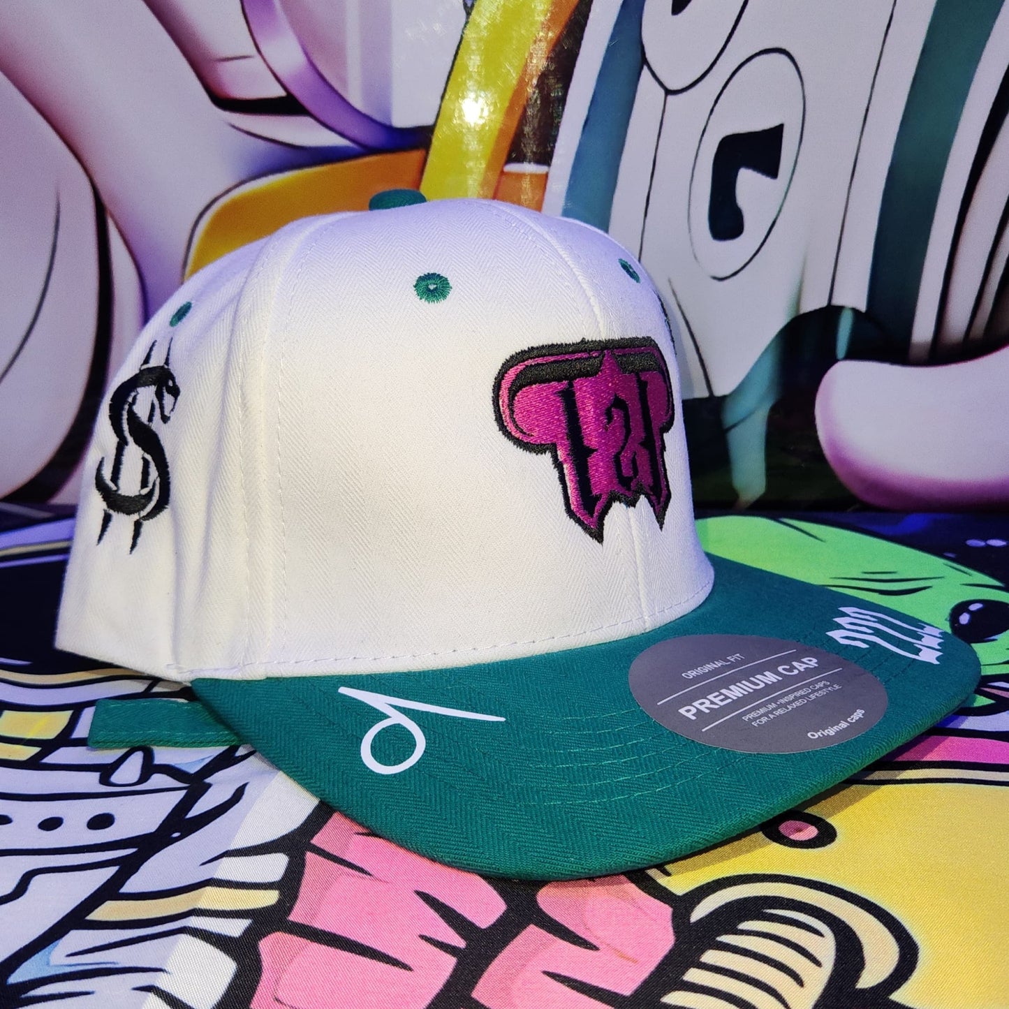 Gorra Curva Abierta 6 Paneles | GREEN ORACLE - SANDWICH BLANCA - VERDE