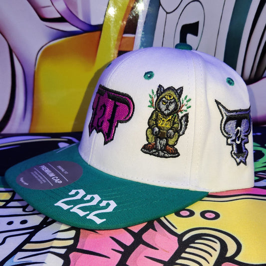 Gorra Curva Abierta 6 Paneles | GREEN ORACLE - SANDWICH BLANCA - VERDE