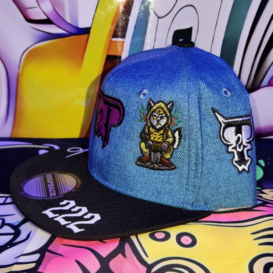 Gorra Plana Abierta 6 Paneles | GREEN ORACLE - SANDWICH AZUL NEGRO