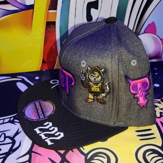 Gorra Plana Abierta 6 Paneles | PEACEBURN - SANDWICH GRIS OSCURO - NEGRO