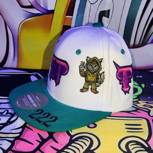 Gorra Curva Abierta 6 Paneles | PEACEBURN - SANDWICH BLANCA - VERDE